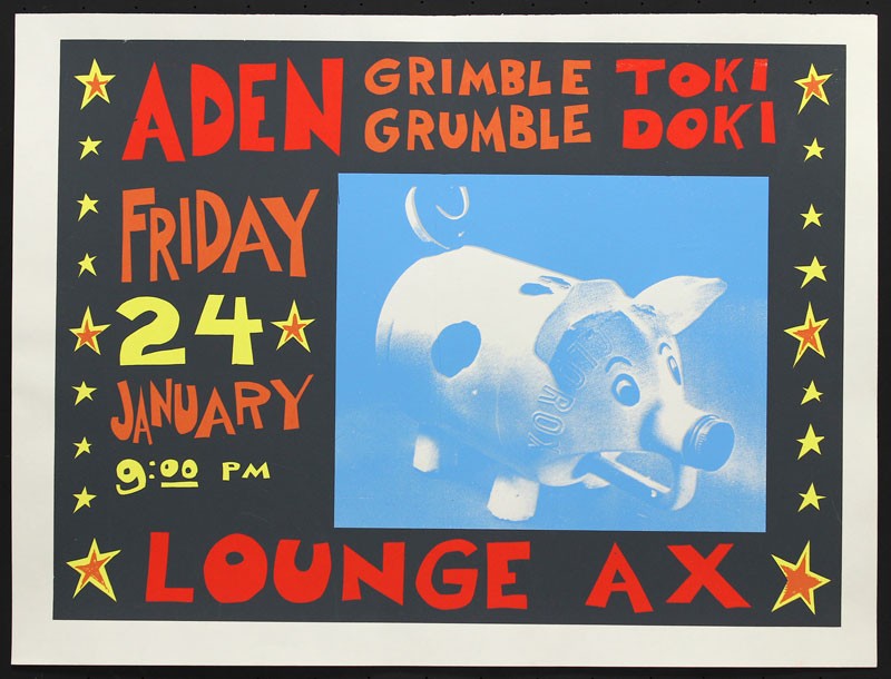 Aden Grimble Grumble Toki Doki Poster 1997 Lounge Ax Chicago RARE Steve Walters
