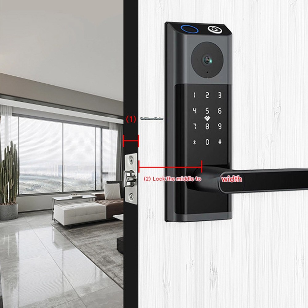 Smart Door Lock Fingerprint Camera Handle Keyless WiFi APP Control