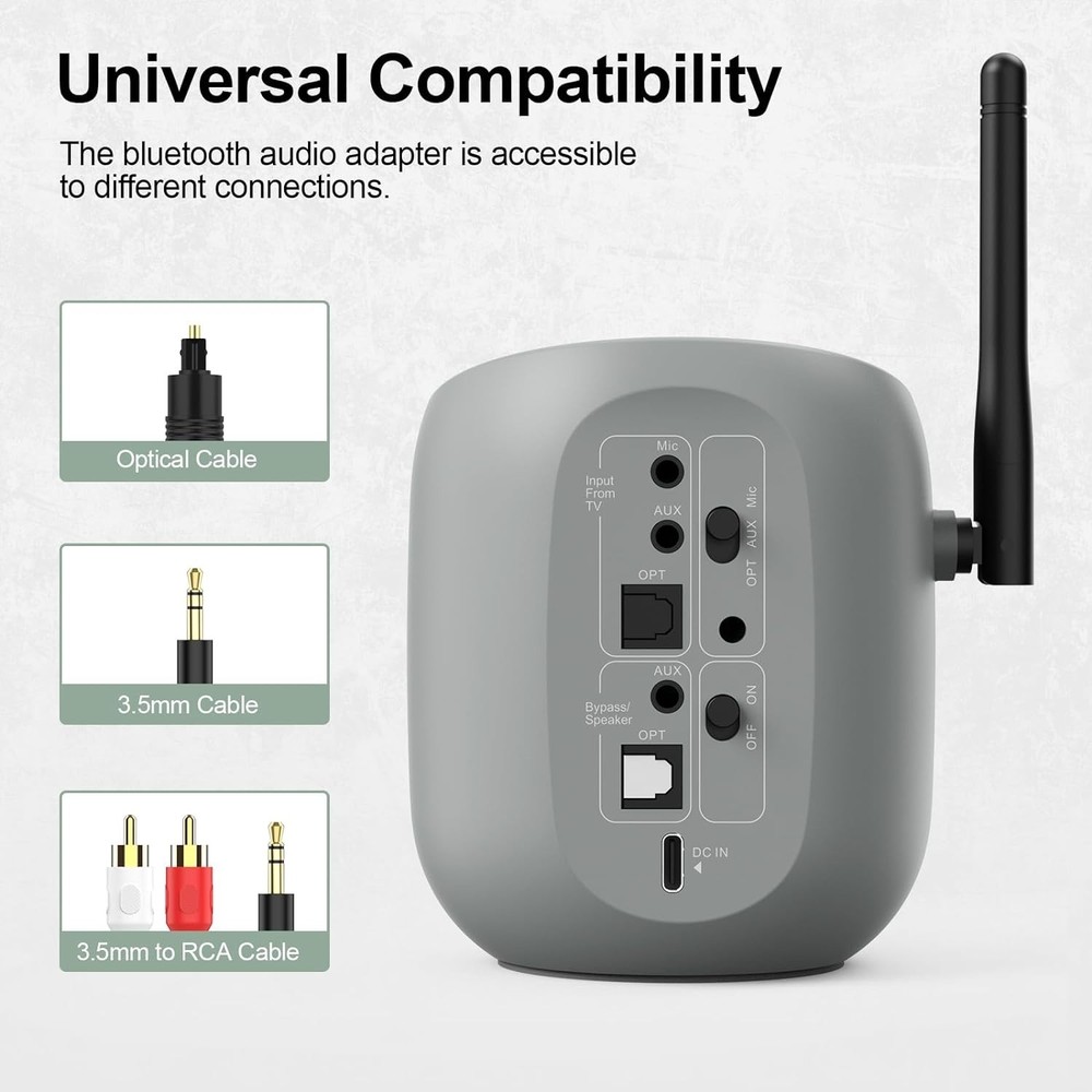 1Mii DS70 Audio Bluetooth 5.2 Transmitter for TV to Wireless Headphone/Speaker