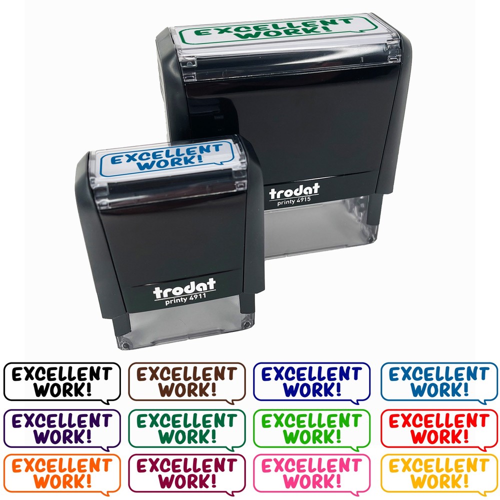 Excellent Work Speech Bubble Teacher Student School Self-Inking Rubber Stamp