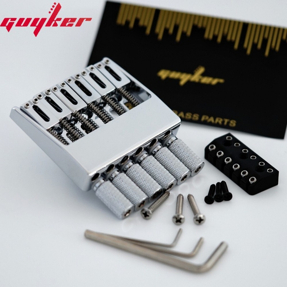 GUYKER Chrome 6 String Bridge Tailpiece for Headless Guitar Accessories