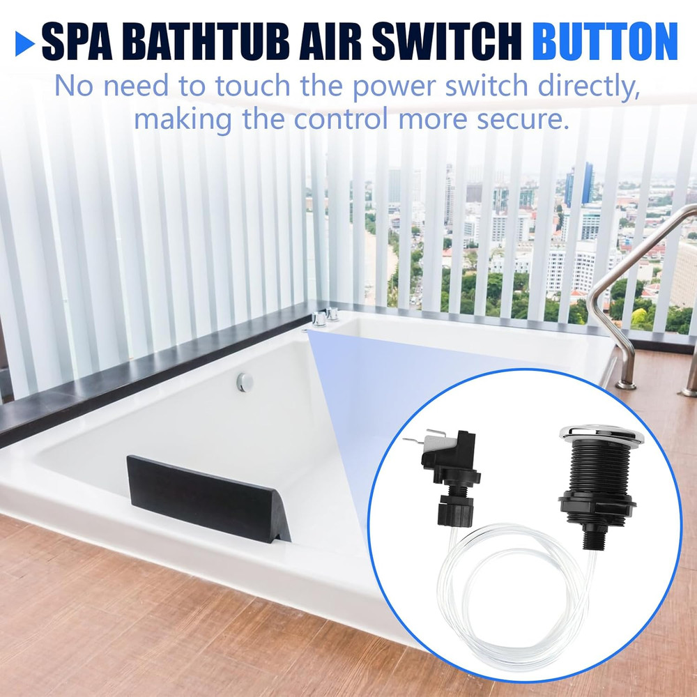 16A on off Push Button Switch Jetted Whirlpool Jet for Bath Tub Spa Garbage (Bla