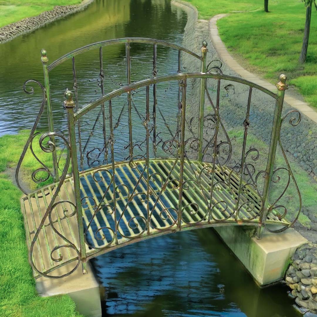 5 ft Steel Garden Bridge in Vintage Old English Style