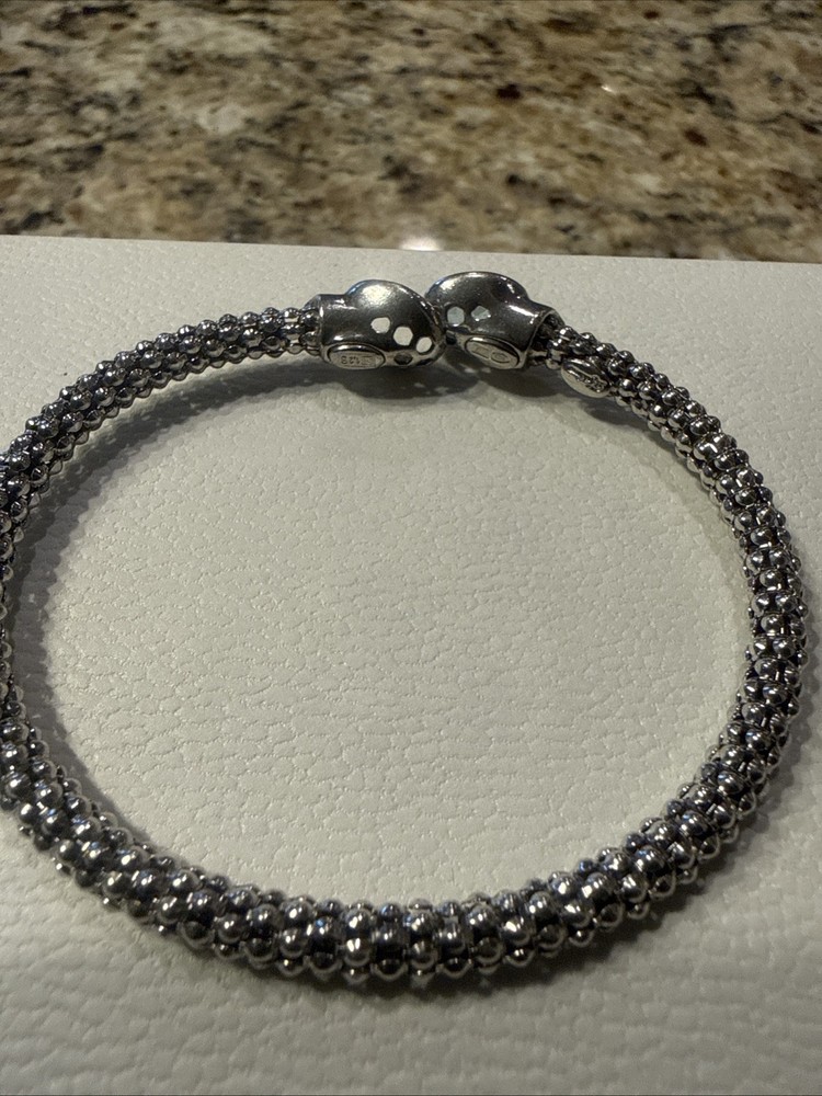 Sterling Silver 925 Mesh Bangle Bracelet Blue Topaz (Missing One Stone)