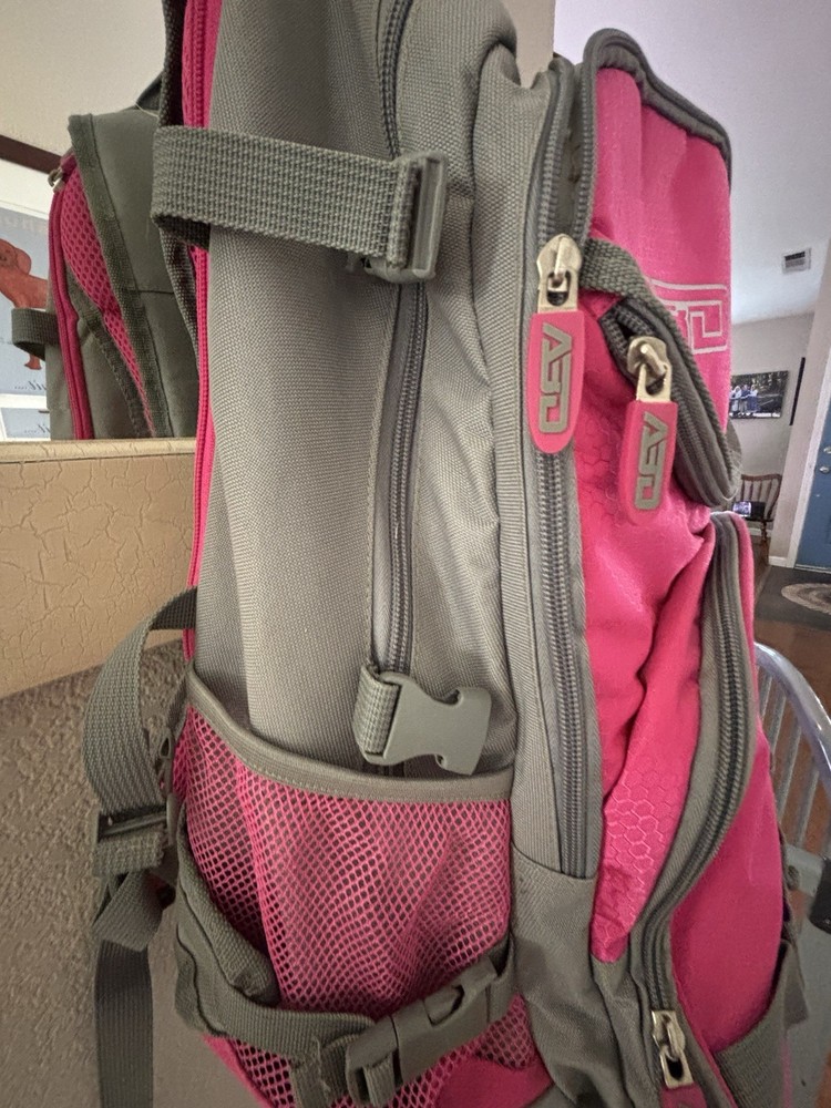 Large softball backpack 2 bats Backpack bag. Excellent Condition. Grey-pink.