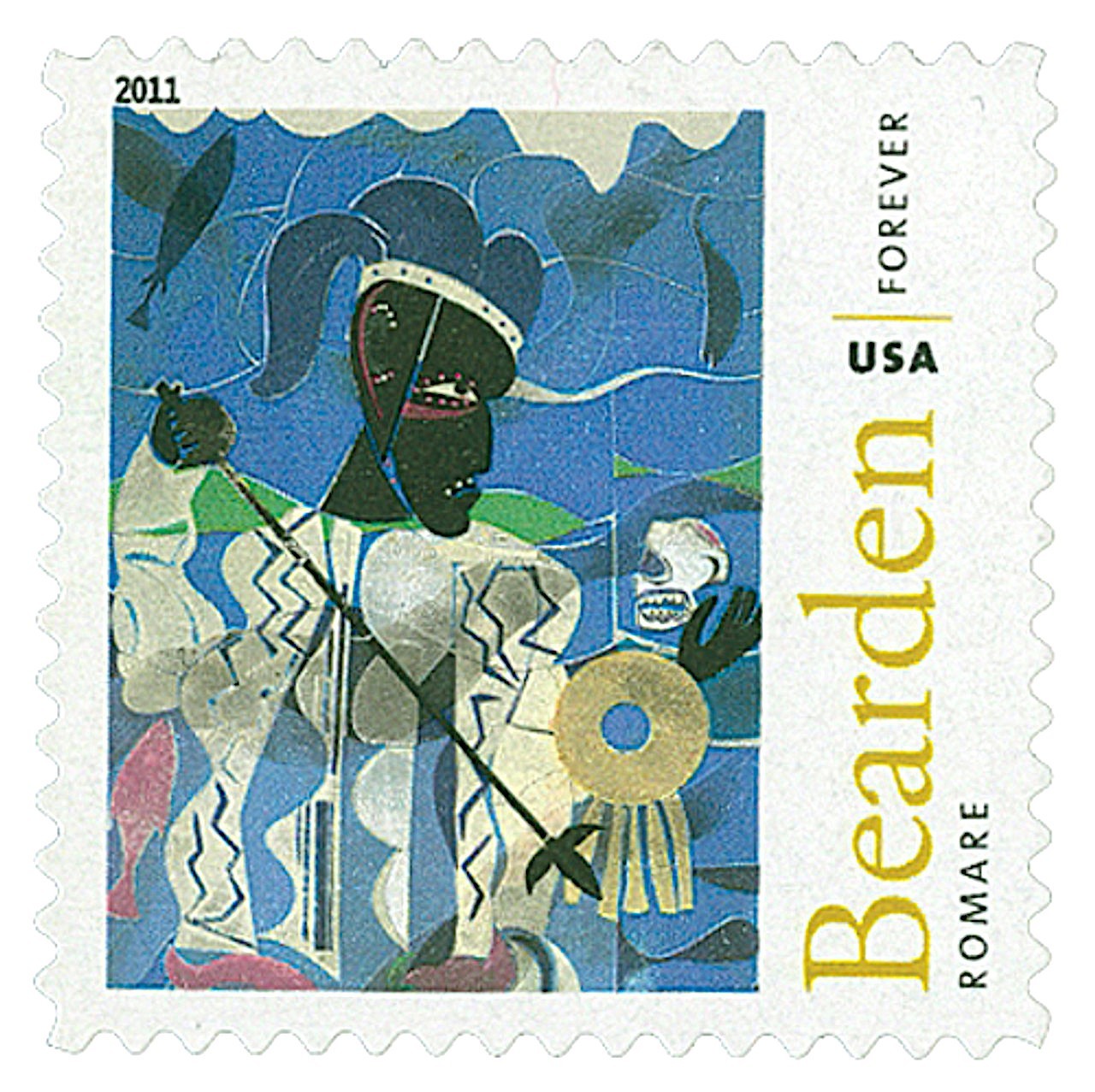 4 Mint ROMARE BEARDEN Stamps: NYC African American Artist, Collage Art, Collages