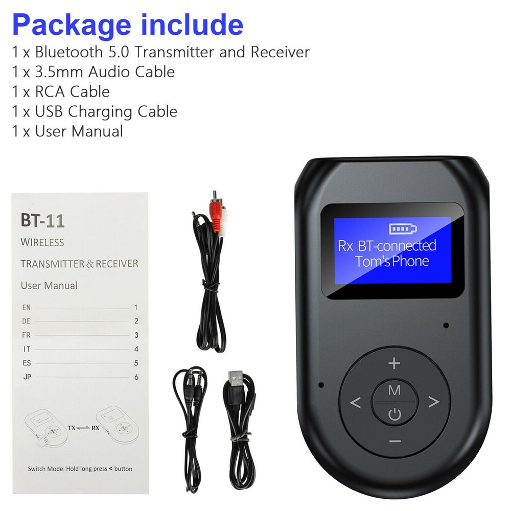 3 in1 Bluetooth 5.0 Transmitter Receiver Wireless Audio 3.5mm Adapter for TV PC