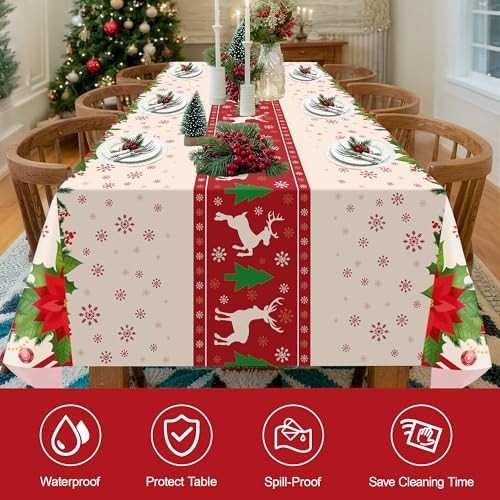 Pack Christmas Tablecloth Rectangular Disposable,54 x 108 Inch 2 Christmas Red