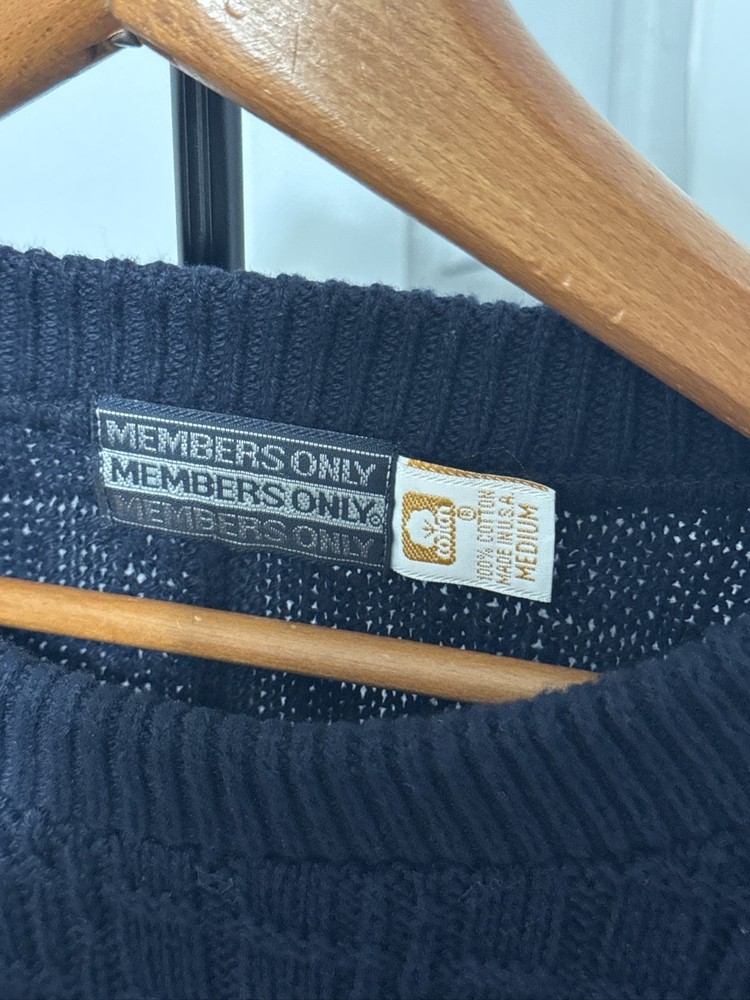 Mens Navy Blue Waffle Knit Crewneck Pullover size Medium