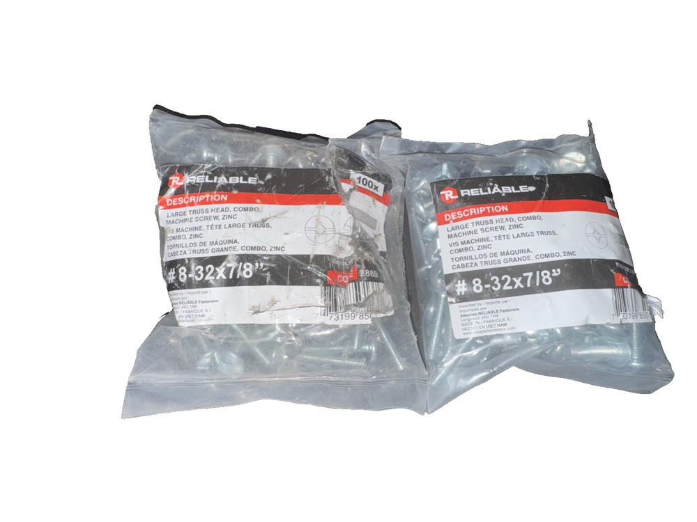 MACHINE BOLT 8-32X7/8" TRUSS HEAD 100pk Set of 2