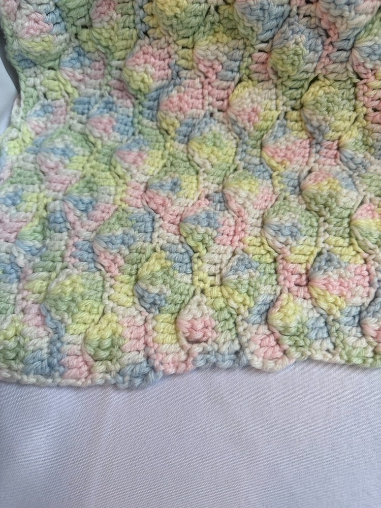 Handmade Knitted Blanket Multicolor Size 43" x 45"