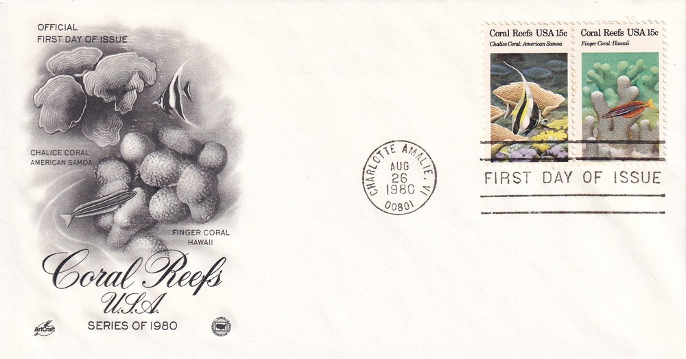 STAMP SCOTT 1829, 1830 "Coral Reefs" 15 CENT 1980 FDC - I