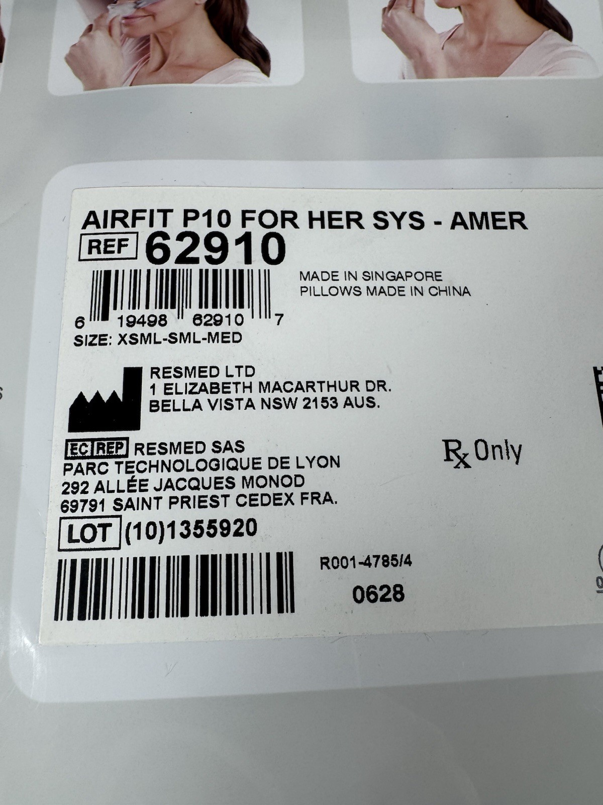 Airfit P10, Nasal Pillows System for Her, 62910 New,NEVER USED, Sealed.