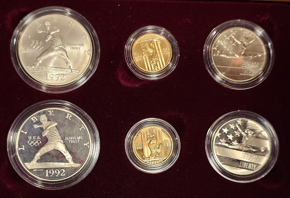 1992 GOLD/SILVER Olympic Proof Set Proof/Unc Box COA