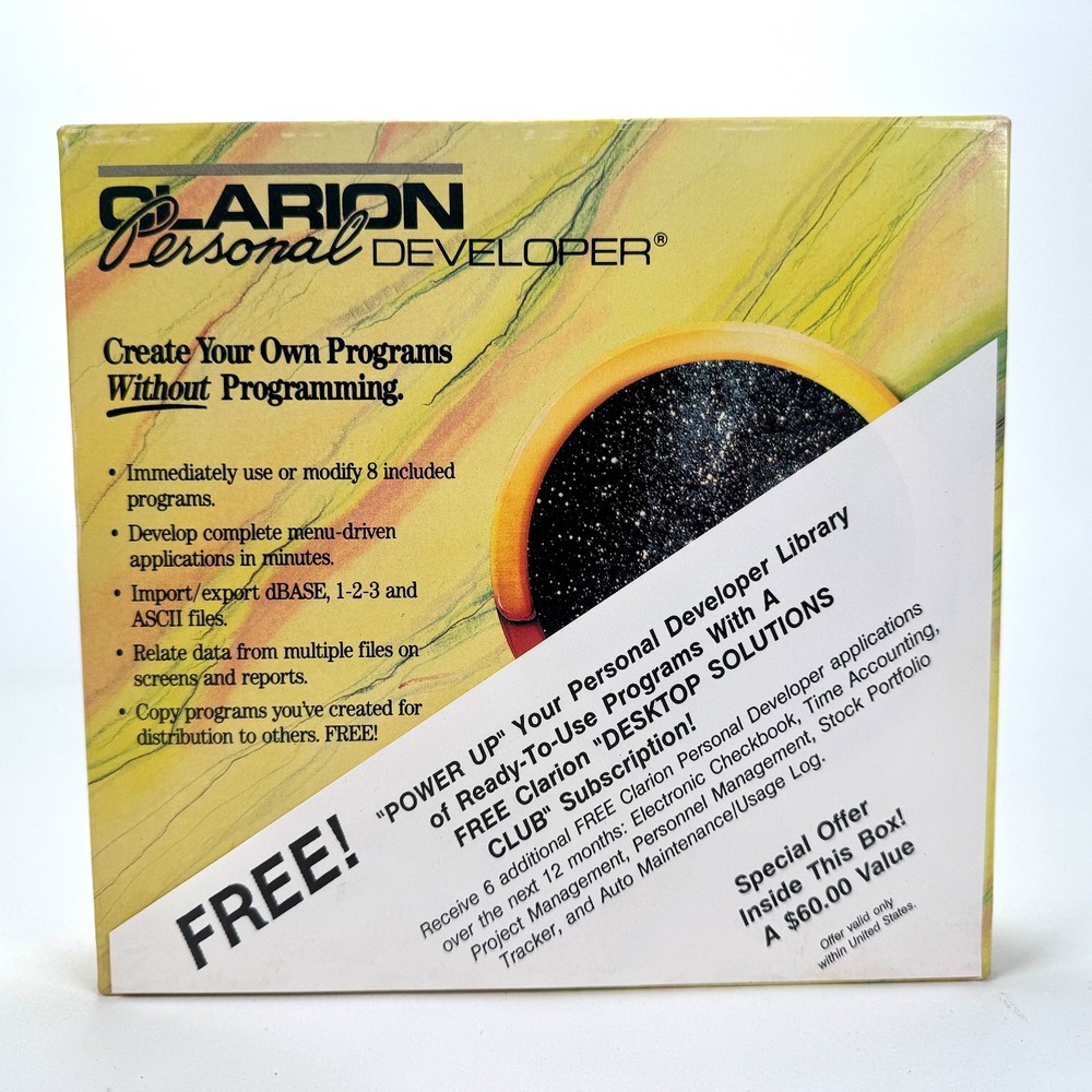 Clarion Software Personal Developer Programs Without Programming Vintage