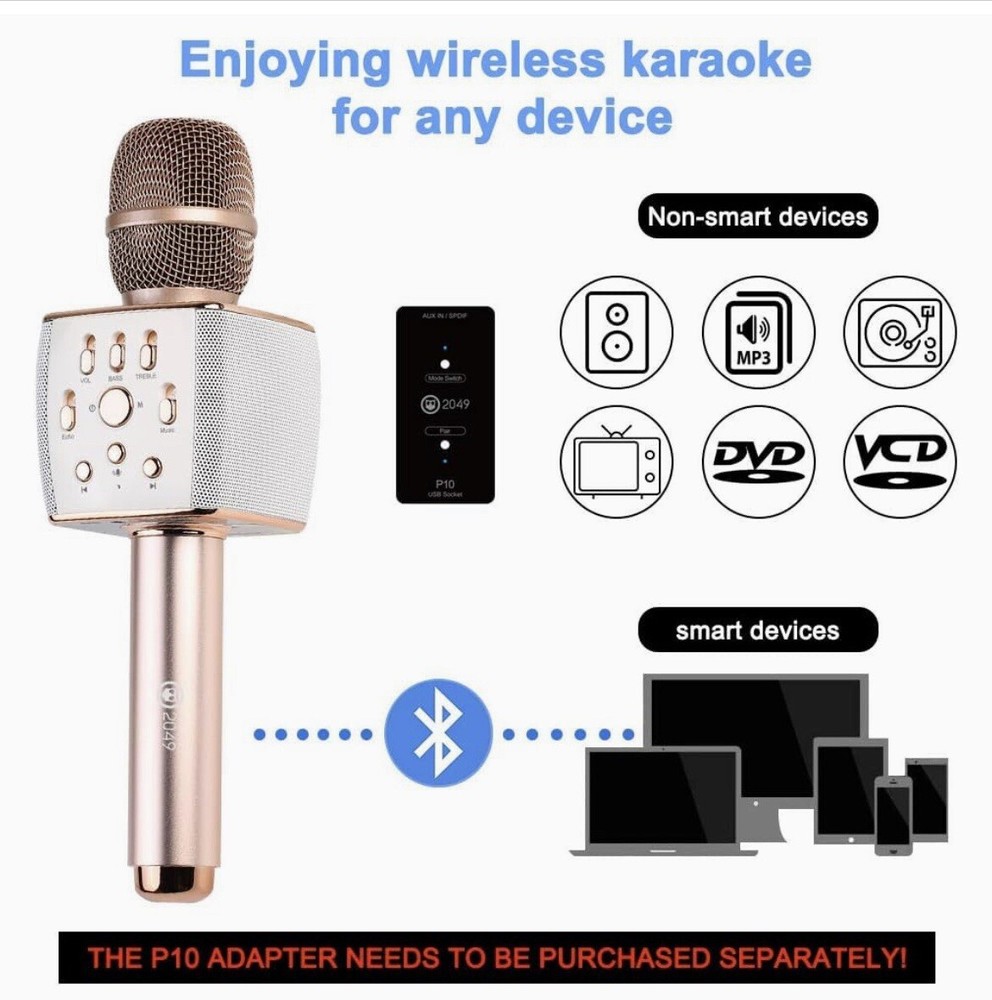 Rechargeable Wireless Bluetooth Karaoke Microphone Rosegold
