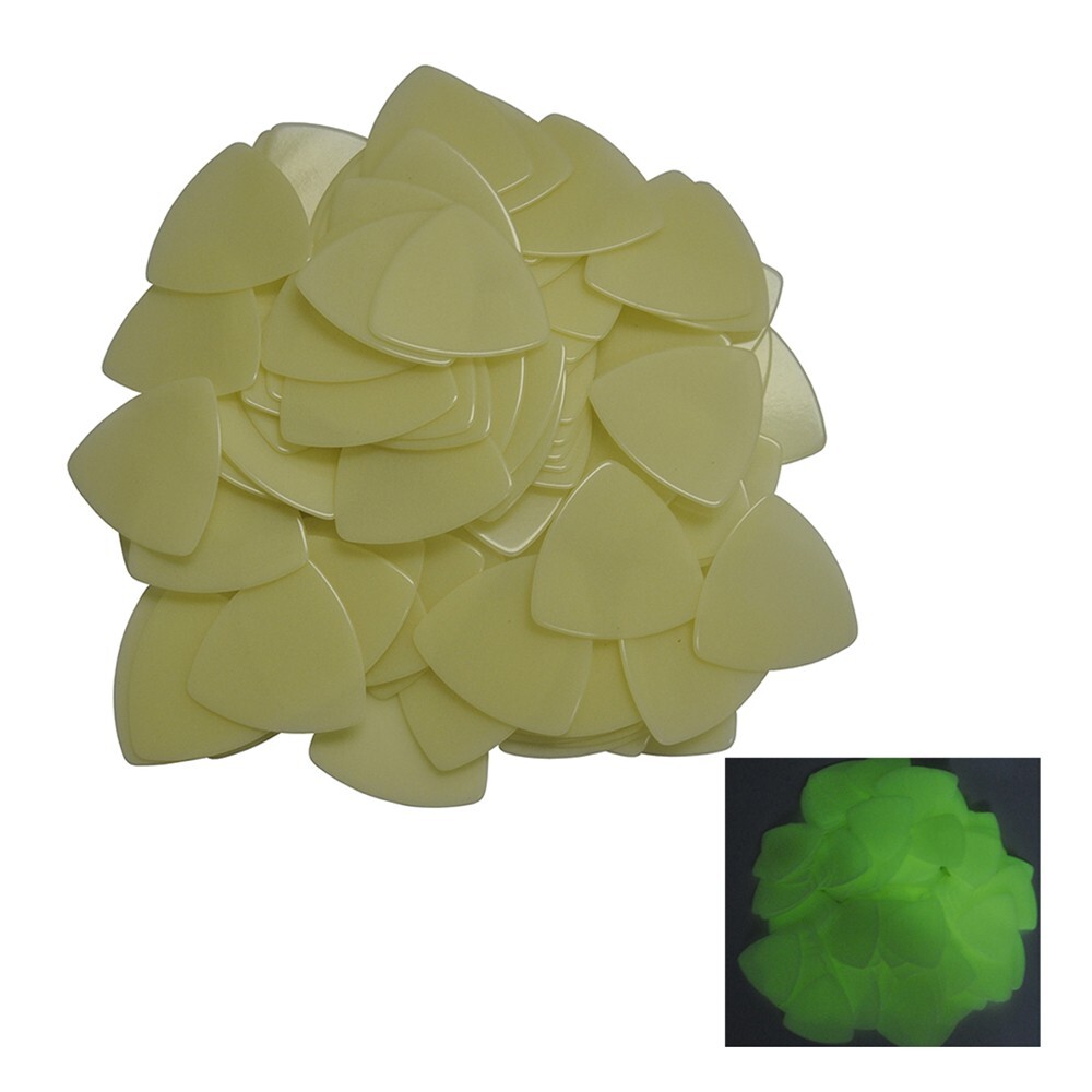 Celluloid 346 Rounded Triangle Guitar Picks Plectrums 0.71mm 100Pcs Glow In Dark