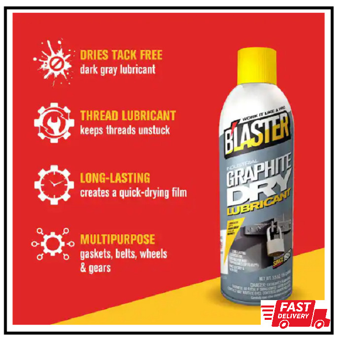 5.5 oz. Industrial Graphite Dry Lubricant Spray Pack of 2 Effective Lubrication