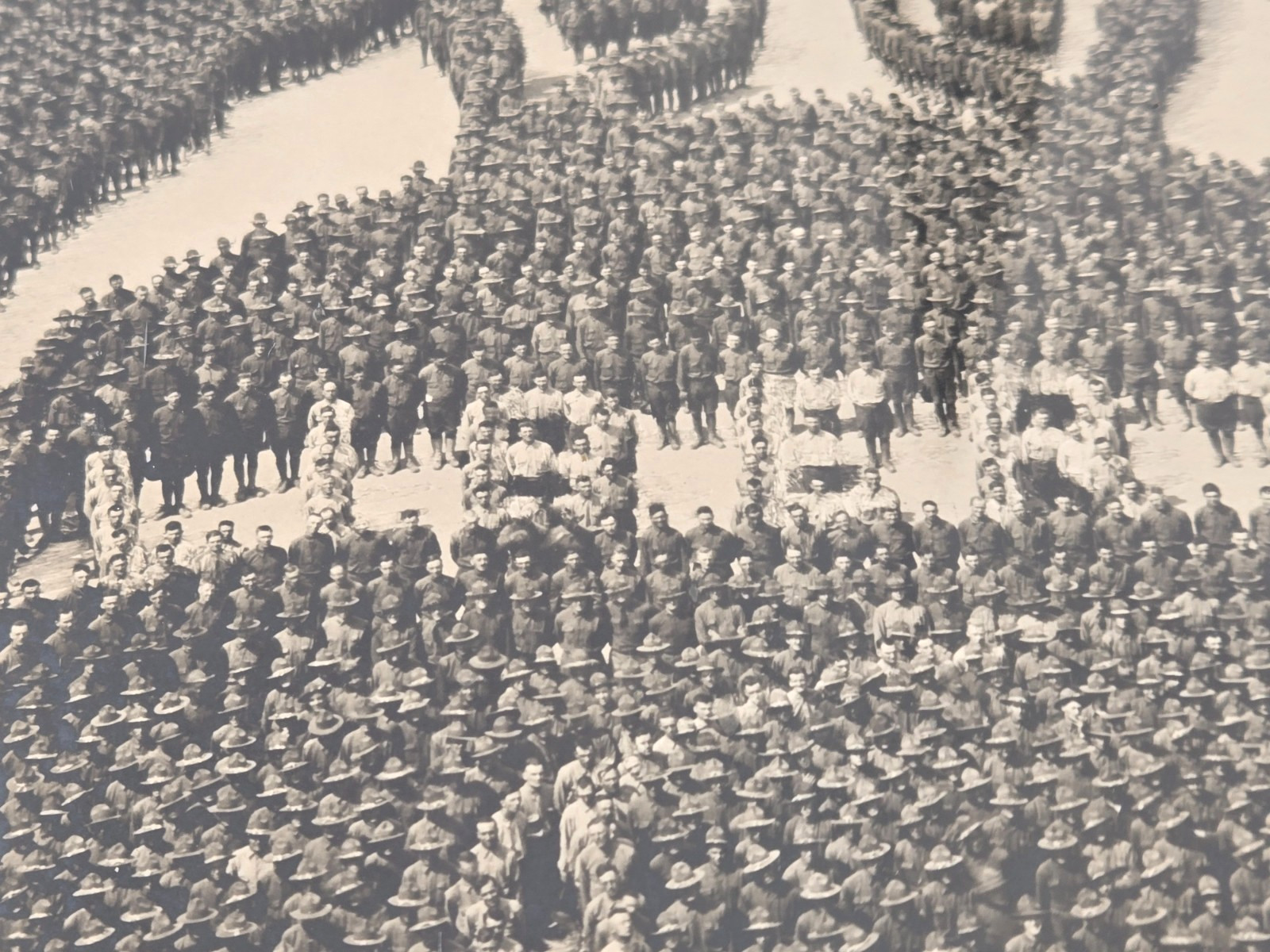 ORIGINAL 1918 Human Liberty Bell Camp Dix WWI Mole Thomas 25,000 Soldiers Photo