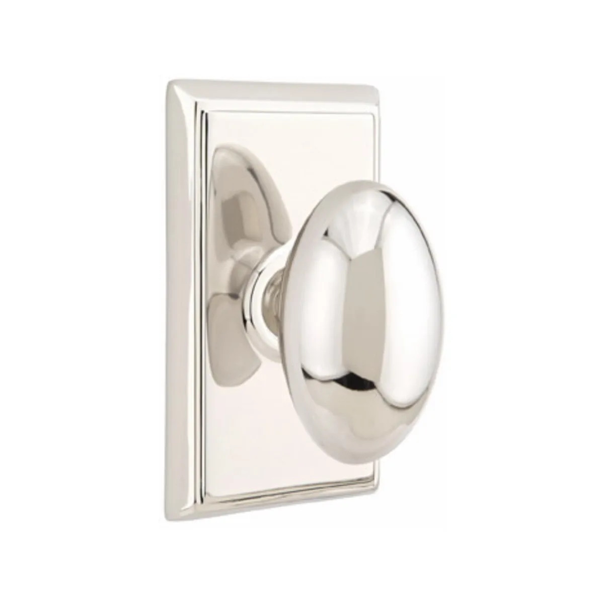 Emtek 8121EUS14 Passage, Rectangular Rosette, Egg Knob, Polished Nickel