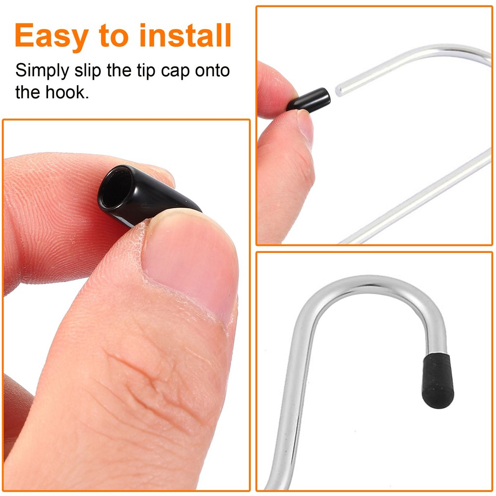 100pcs Pegboard Hook Tip Protector Rubber End Caps Inner Dia 4mm Black