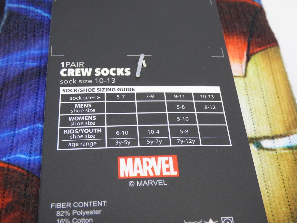 Marvel - Avengers Crew Socks - One Pair - Sock Size 10-13