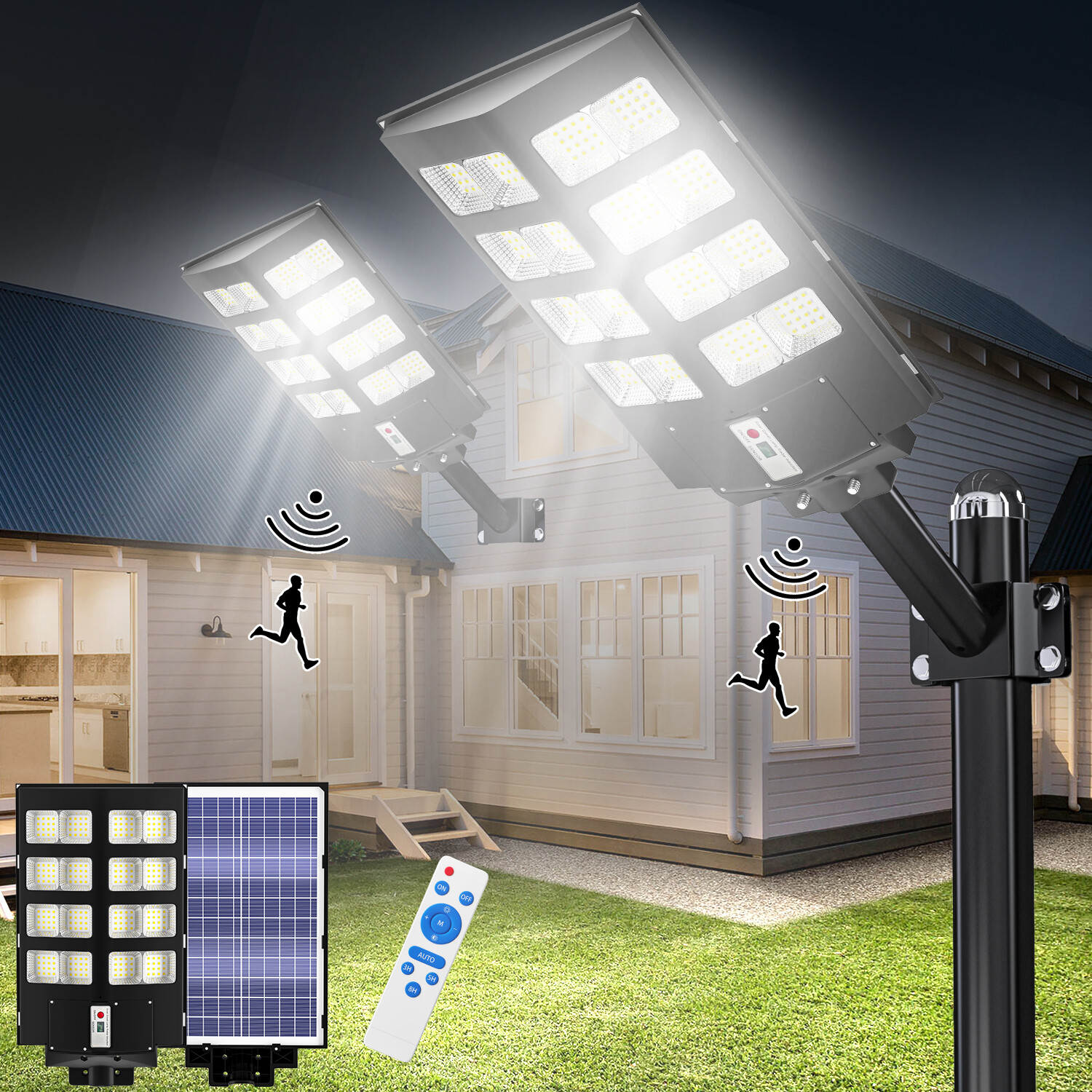 8700W Commercial Solar Street Lights Outdoor Dusk to Dawn Super Bright Aluminium