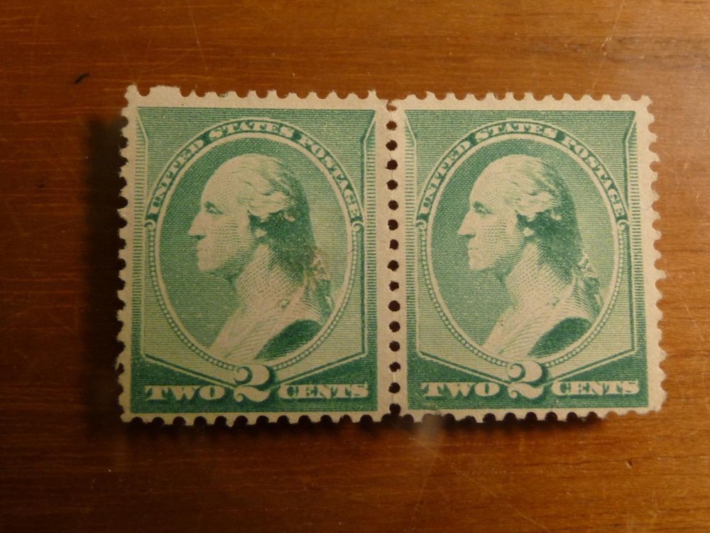 Pair 2 Cent Green Scott #213 Nice Centered Mint OG ...SKU#15701