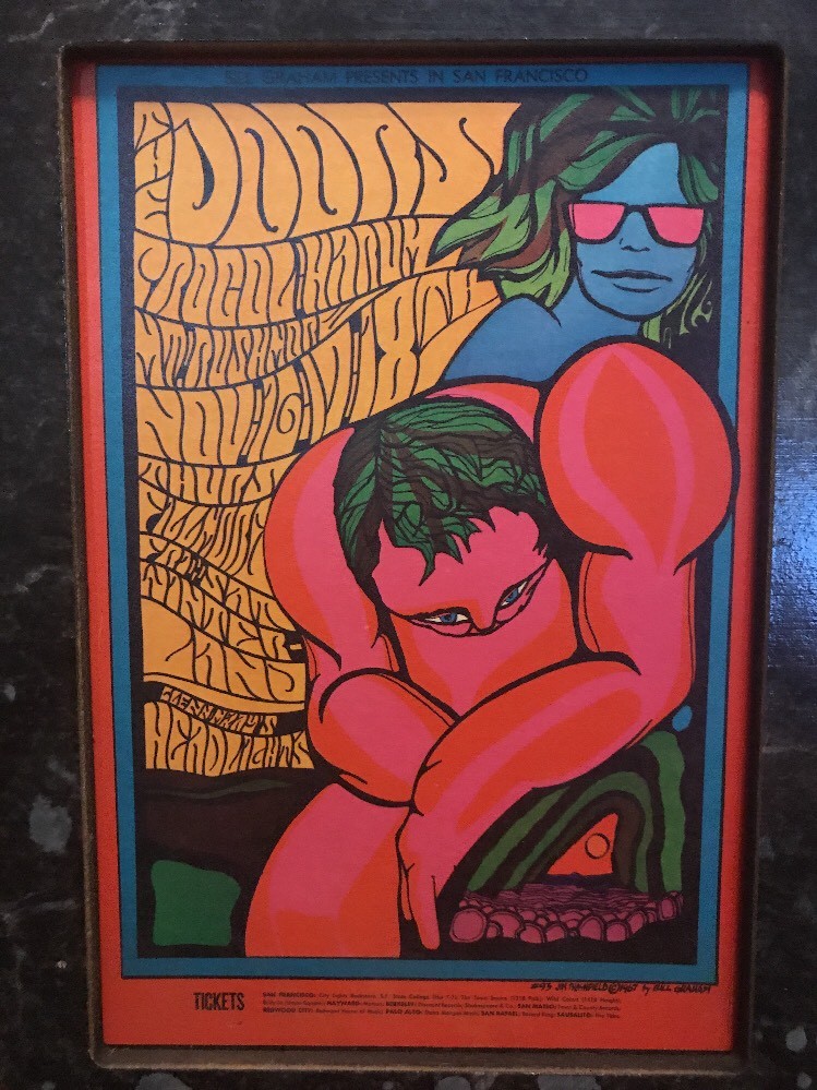The Doors Procol Harum Original 1967 Concert Handbill on plaque B7