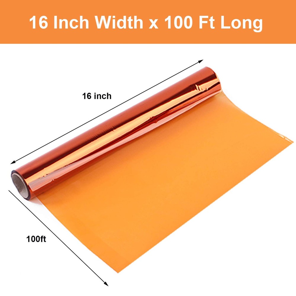 Orange Cellophane Wrap Roll, Translucent Orange Cellophane Wrapping Paper, 16...