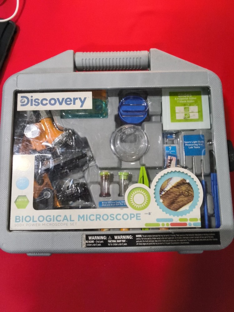 Discovery Kids 900x Biological Microscope On-The-Go Microscope Set