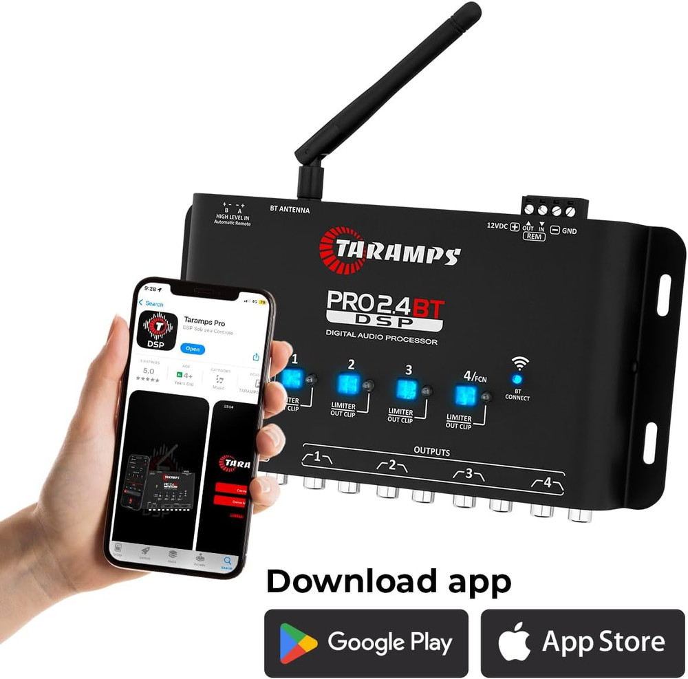Taramps Pro 2.4 BT Bluetooth DSP Crossover Full, Digital Signal Processor, Car A