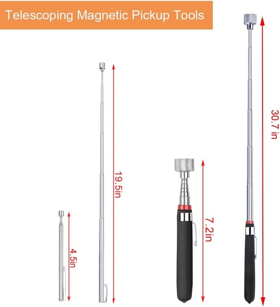3 Pack Telescoping Magnetic Pick-Up Tools Extendable Bendable Stick
