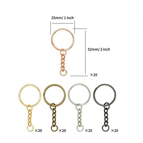 100 Pieces Split Keychain Rings, Metal Split Keychain with Open Jump Ring and
