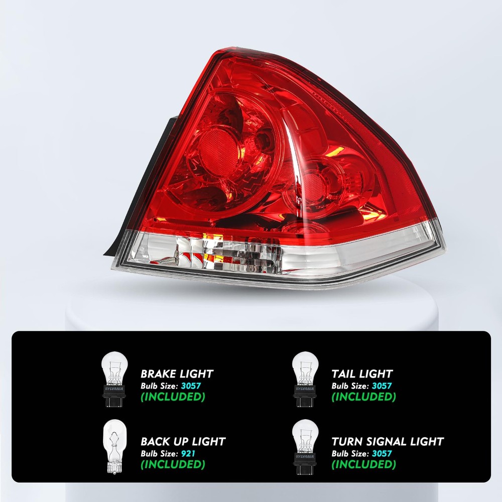 Impala Halogen Tail Light Assembly Right Passenger Side 2006-2013 OE Replacement