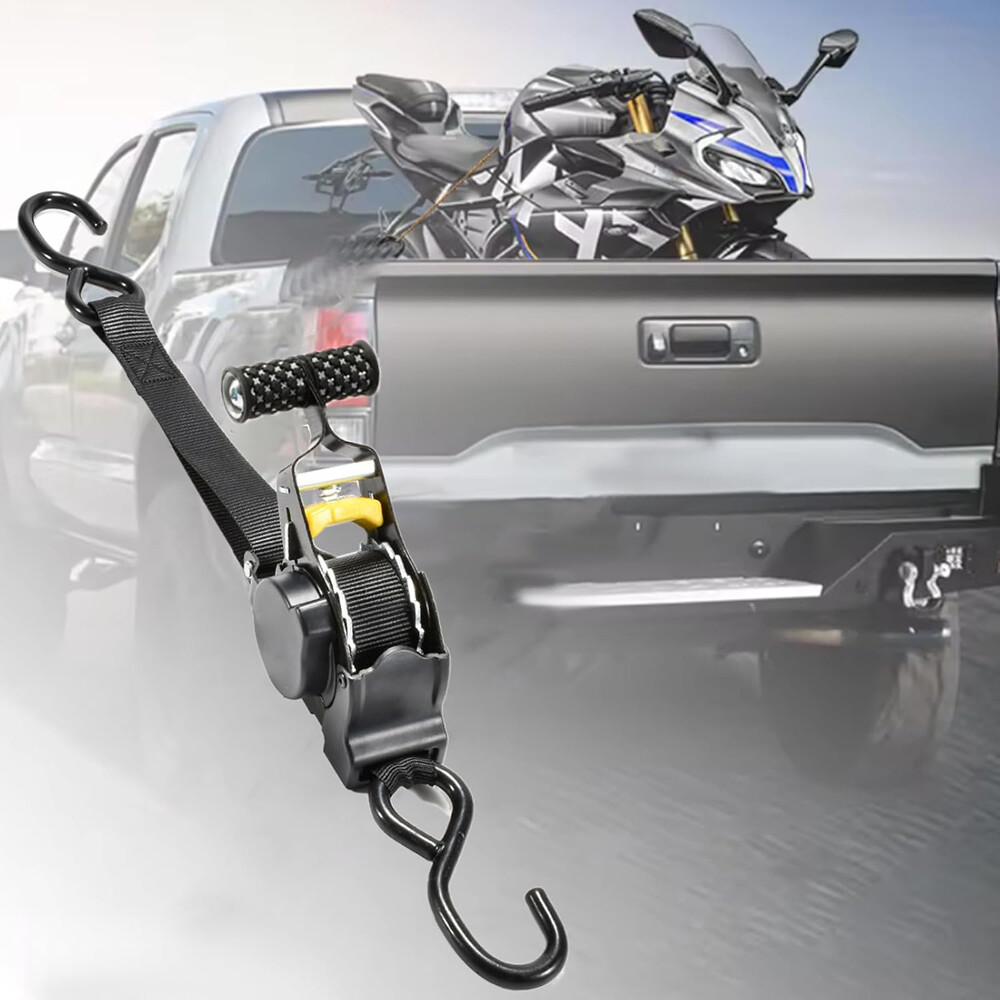 🔥 2-Pack 10FT Retractable Ratchet Tie-Down Straps | 1500LBS Heavy-Duty | S-Hook