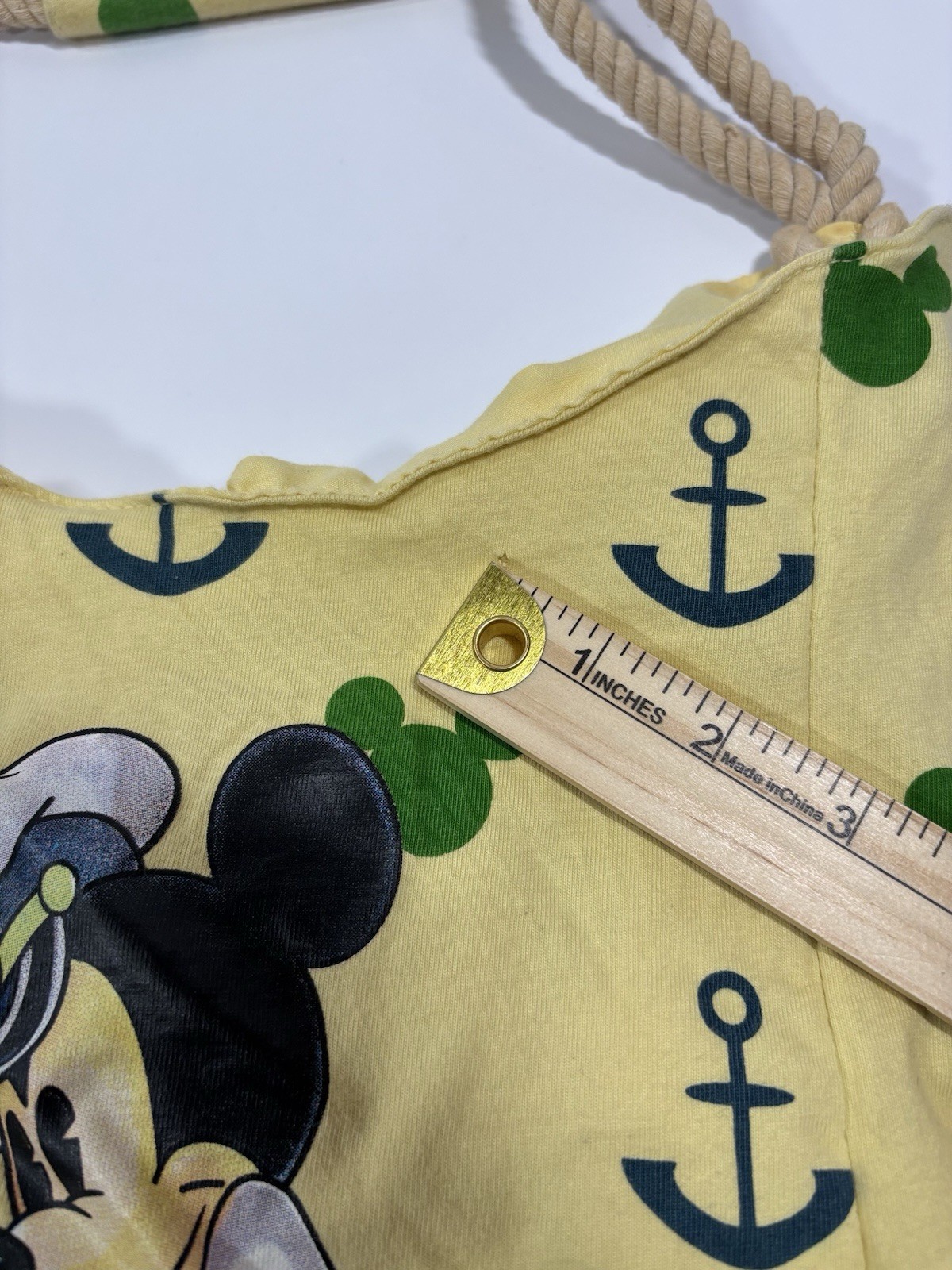 Mickey Mouse Tote Bag Disney World Disneyland Resort Yellow Anchors Rope Handle