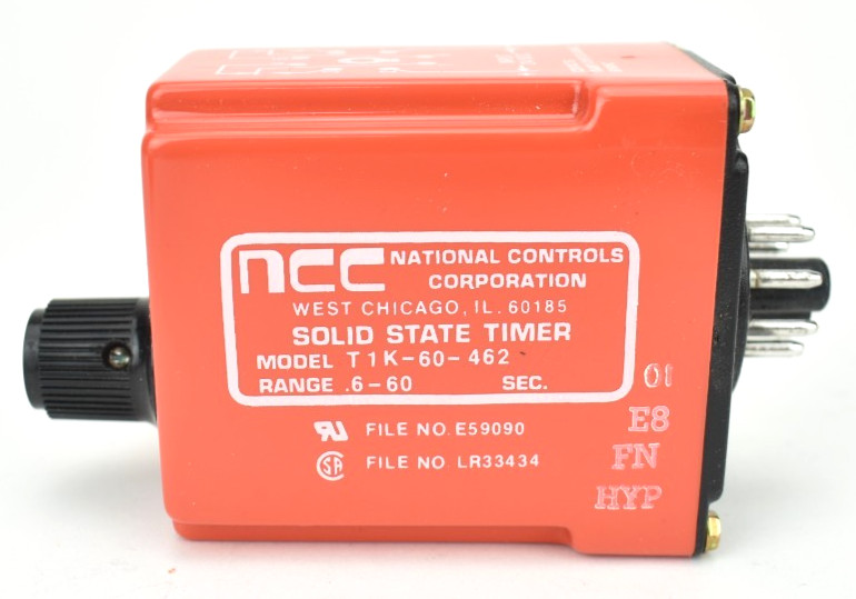 NCC T1K-60-462 Solid State On-Delay Timer 10-60 Sec DPDT 120VAC Panel Mount