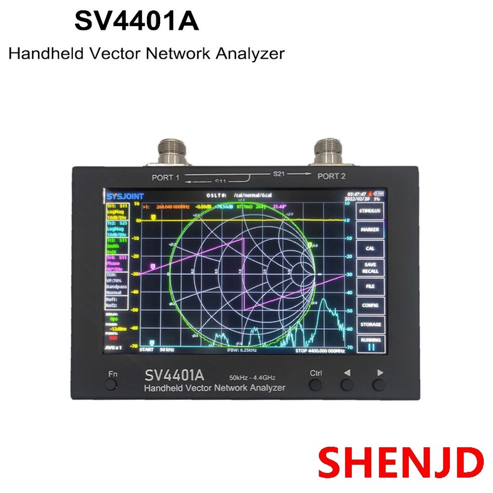 SV4401A 50KHz-4.4GHz VNA Vector Network Analyzer 100DB Dynamic 7 Inch Touch LCD