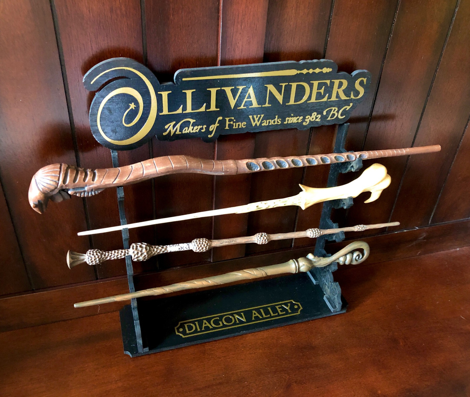 Harry Potter Ollivanders Tabletop Wand Display Rack Stand - 4 Wand Capacity