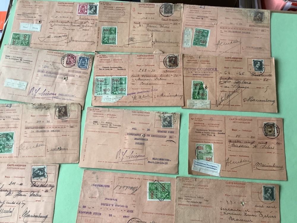 Belgium packet post receipt cards 12 items  Ref A1973