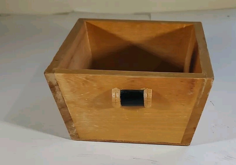 Sewing Button Box: Small Wood Box with side Handles