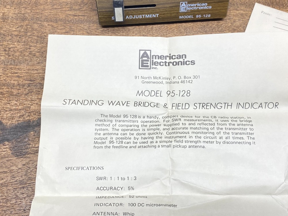 American Electronics Field Strength Meter / SWR Bridge, model 95-128 ~ untested