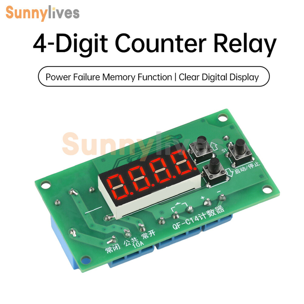 DC 12V 24V 4-Bit Digital Counter Module Process Counter Controller Relay Output