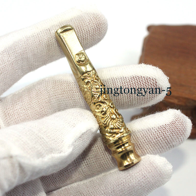 Solid Brass Small Size Cigarette Holder Cigarette Filter Pipe, Length - 2.4"