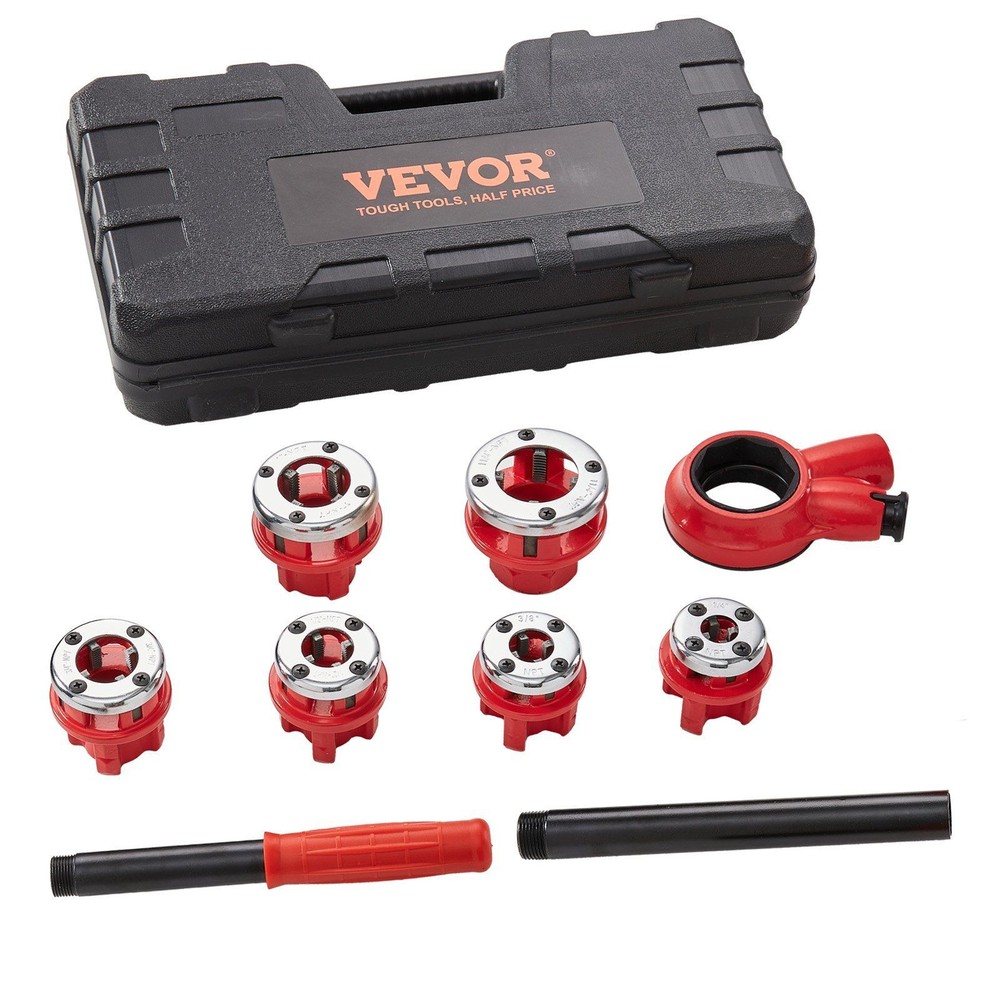 Ratchet Pipe Threader Kit Portable Pipe Threading Tool Set with 6 PCS NPT Dies
