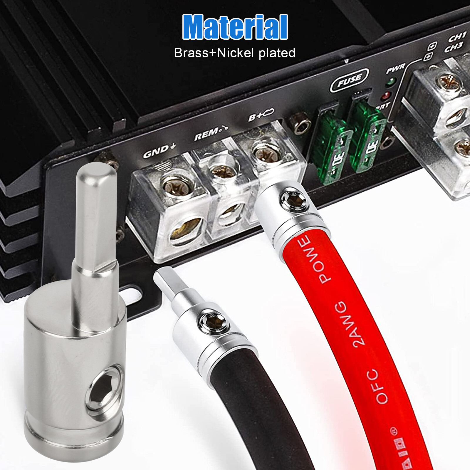 4x Car Audio Amp Input Reducer 4 Gauge to 8 Gauge Wire Reducer Power and Ground