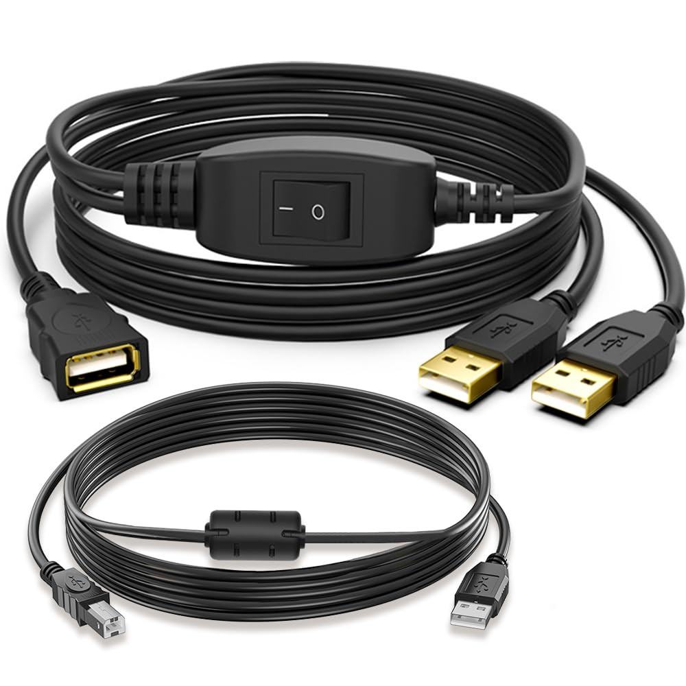 USB Splitter 1 in 2 Out Switch for Two Computers Connected One Printer USB-B Mal