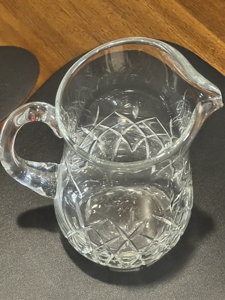Block Poland Etude Pitcher 9” Clear Crystal With Applied Handle 48 Ounce