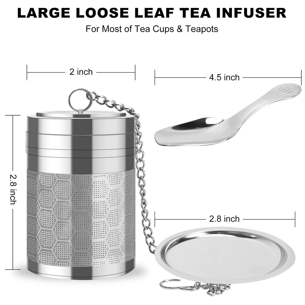 Numola Large Tea Infusers for Loose Tea, Extra Fine Mesh Large, Silver
